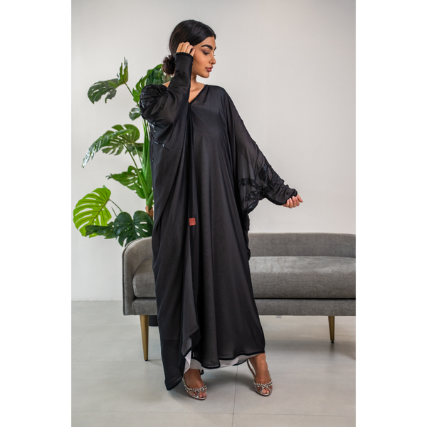 TWO LAYER BLACK ABAYA