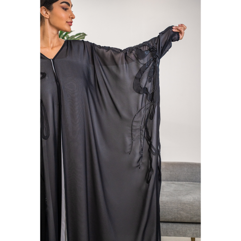 TWO LAYER BLACK ABAYA