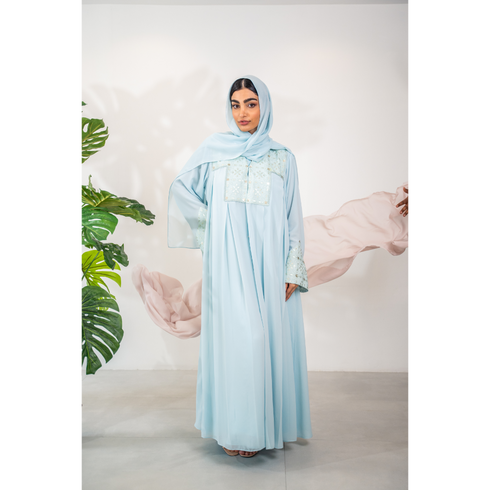 SKY BLUE EMBROIDERY ABAYA