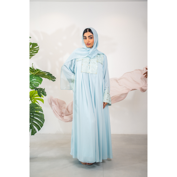 SKY BLUE EMBROIDERY ABAYA