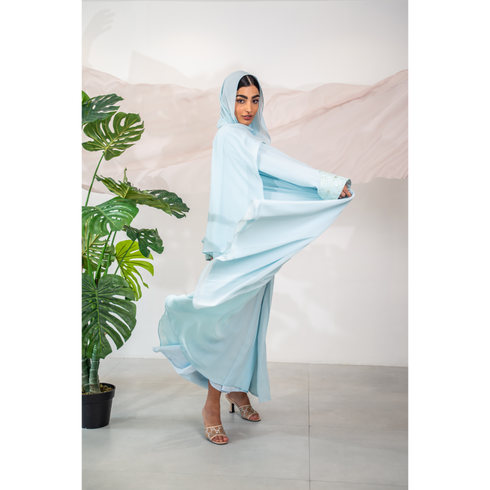 SKY BLUE EMBROIDERY ABAYA