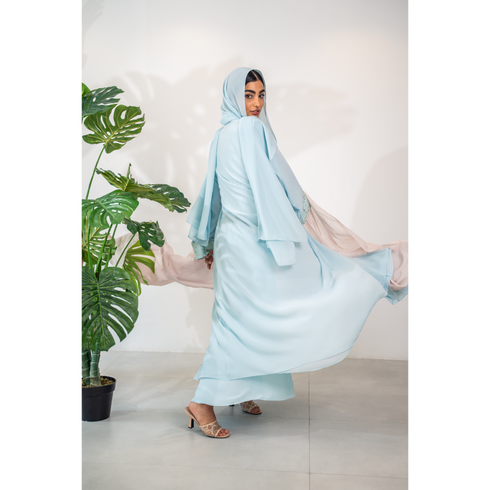 SKY BLUE EMBROIDERY ABAYA