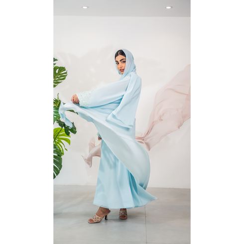 SKY BLUE EMBROIDERY ABAYA